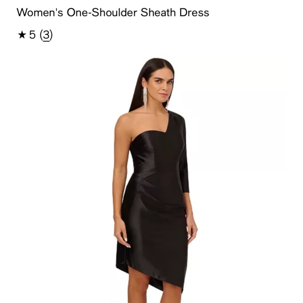Adrianna Papell Elegant Black One-Shoulder Sheath Dress